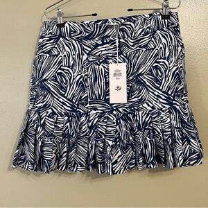 Lady Hogan Navy and White Patterned Women's Skort Pleated Tennis Golf Sz 8 NWT